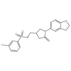 N-((1-(benzo[d][1,3]dioxol-5-yl)-5-oxopyrrolidin-3-yl)methyl)-3-chlorobenzenesulfonamide Structure