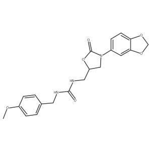 1-((3-(Benzo[d][1,3]dioxol-5-yl)-2-oxooxazolidin-5-yl)methyl)-3-(4-methoxybenzyl)urea结构式