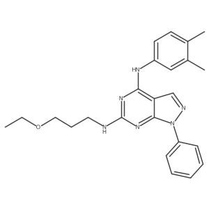 N4-(3,4-dimethylphenyl)-N6-(3-ethoxypropyl)-1-phenyl-1H-pyrazolo[3,4-d]pyrimidine-4,6-diamine结构式