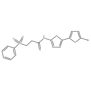 N-(5-(5-bromothiophen-2-yl)-1,3,4-oxadiazol-2-yl)-3-(phenylsulfonyl)propanamide结构式