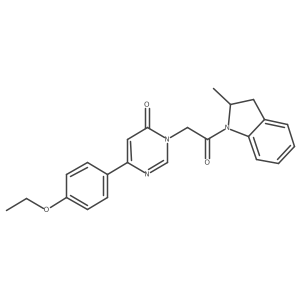 6-(4-ethoxyphenyl)-3-(2-(2-methylindolin-1-yl)-2-oxoethyl)pyrimidin-4(3H)-one Structure
