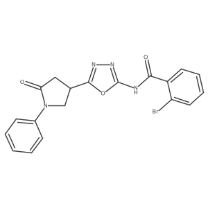 2-bromo-N-[5-(5-oxo-1-phenylpyrrolidin-3-yl)-1,3,4-oxadiazol-2-yl]benzamide结构式