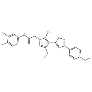 2-{5-amino-4-[3-(4-methoxyphenyl)-1,2,4-oxadiazol-5-yl]-3-(methylsulfanyl)-1H-pyrazol-1-yl}-N-(3-fluoro-4-methylphenyl)acetamide Structure
