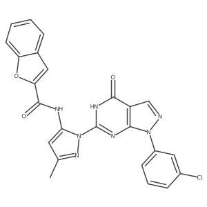 N-(1-(1-(3-chlorophenyl)-4-oxo-4,5-dihydro-1H-pyrazolo[3,4-d]pyrimidin-6-yl)-3-methyl-1H-pyrazol-5-yl)benzofuran-2-carboxamide Structure