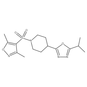 2-(1-((3,5-Dimethylisoxazol-4-yl)sulfonyl)piperidin-4-yl)-5-isopropyl-1,3,4-oxadiazole结构式