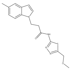 N-[(2Z)-5-(methoxymethyl)-1,3,4-thiadiazol-2(3H)-ylidene]-3-(5-methyl-1H-indol-1-yl)propanamide Structure