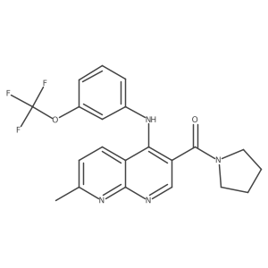 (7-Methyl-4-((3-(trifluoromethoxy)phenyl)amino)-1,8-naphthyridin-3-yl)(pyrrolidin-1-yl)methanone Structure