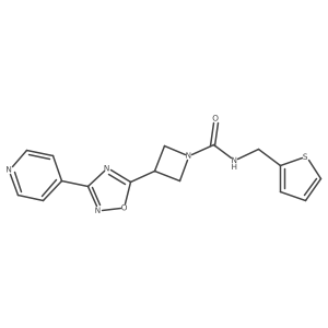 3-(3-(pyridin-4-yl)-1,2,4-oxadiazol-5-yl)-N-(thiophen-2-ylmethyl)azetidine-1-carboxamide结构式