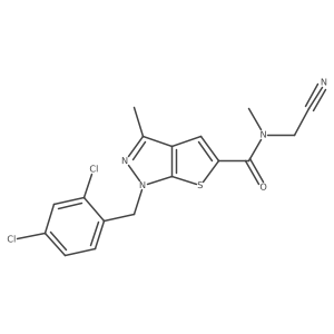 N-(cyanomethyl)-1-[(2,4-dichlorophenyl)methyl]-N,3-dimethyl-1H-thieno[2,3-c]pyrazole-5-carboxamide结构式