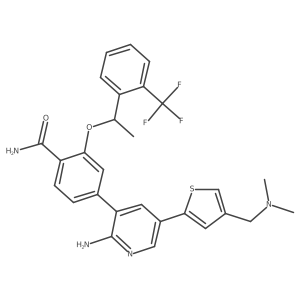 4-(2-Amino-5-{4-[(Dimethylamino)methyl]thiophen-2-Yl}pyridin-3-Yl)-2-{(1r)-1-[2-(Trifluoromethyl)phenyl]ethoxy}benzamide Structure