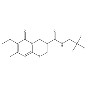 7-ethyl-8-methyl-6-oxo-N-(2,2,2-trifluoroethyl)-2,3,4,6-tetrahydropyrimido[2,1-b][1,3]thiazine-3-carboxamide结构式