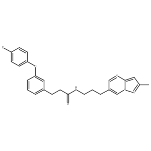 3-(3-(4-fluorophenoxy)phenyl)-N-(3-(2-methylpyrazolo[1,5-a]pyrimidin-6-yl)propyl)propanamide结构式
