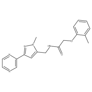 N-((1-methyl-3-(pyrazin-2-yl)-1H-pyrazol-5-yl)methyl)-2-(o-tolyloxy)acetamide结构式