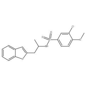 N-(1-(benzofuran-2-yl)propan-2-yl)-3-chloro-4-methoxybenzenesulfonamide结构式