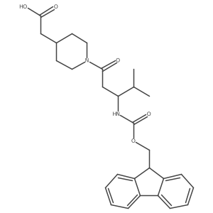 2-{1-[(3S)-3-({[(9H-fluoren-9-yl)methoxy]carbonyl}amino)-4-methylpentanoyl]piperidin-4-yl}acetic acid Structure
