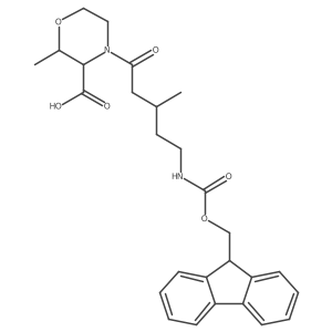 4-[5-({[(9H-fluoren-9-yl)methoxy]carbonyl}amino)-3-methylpentanoyl]-2-methylmorpholine-3-carboxylic acid结构式