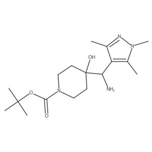 tert-butyl 4-[amino(trimethyl-1H-pyrazol-4-yl)methyl]-4-hydroxypiperidine-1-carboxylate Structure