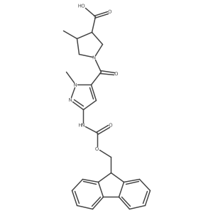 rac-(3R,4R)-1-[3-({[(9H-fluoren-9-yl)methoxy]carbonyl}amino)-1-methyl-1H-pyrazole-5-carbonyl]-4-methylpyrrolidine-3-carboxylic acid Structure