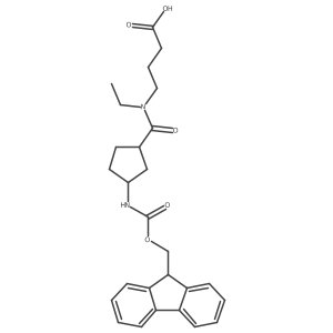 rac-4-{N-ethyl-1-[(1R,3S)-3-({[(9H-fluoren-9-yl)methoxy]carbonyl}amino)cyclopentyl]formamido}butanoic acid结构式