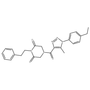 4-[1-(4-ethylphenyl)-5-methyl-1H-1,2,3-triazole-4-carbonyl]-1-(2-phenylethyl)piperazine-2,6-dione结构式