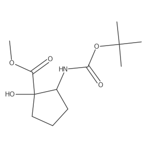 Methyl 2-{[(tert-butoxy)carbonyl]amino}-1-hydroxycyclopentane-1-carboxylate结构式