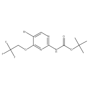 tert-butyl N-[5-bromo-4-(2,2,2-trifluoroethoxy)pyrimidin-2-yl]carbamate结构式
