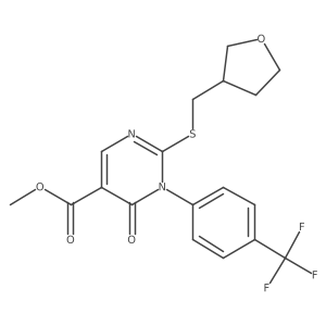 Methyl 6-oxo-2-{[(oxolan-3-yl)methyl]sulfanyl}-1-[4-(trifluoromethyl)phenyl]-1,6-dihydropyrimidine-5-carboxylate Structure