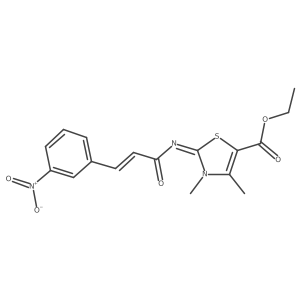 (Z)-ethyl 3,4-dimethyl-2-(((Z)-3-(3-nitrophenyl)acryloyl)imino)-2,3-dihydrothiazole-5-carboxylate结构式