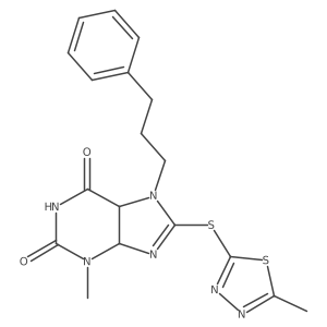3-Methyl-8-[(5-methyl-1,3,4-thiadiazol-2-yl)sulfanyl]-7-(3-phenylpropyl)-4,5-dihydropurine-2,6-dione Structure