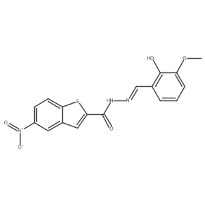 (E)-N'-(2-hydroxy-3-methoxybenzylidene)-5-nitrobenzo[b]thiophene-2-carbohydrazide结构式