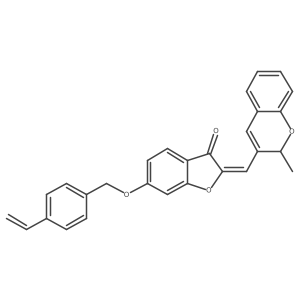 (2Z)-6-[(4-ethenylbenzyl)oxy]-2-[(2-methyl-2H-chromen-3-yl)methylidene]-1-benzofuran-3(2H)-one结构式