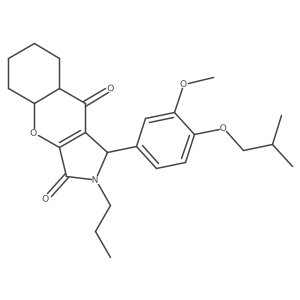 1-[3-methoxy-4-(2-methylpropoxy)phenyl]-2-propyl-4a,5,6,7,8,8a-hexahydro-1H-chromeno[2,3-c]pyrrole-3,9-dione结构式
