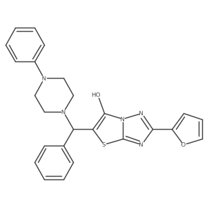 2-(Furan-2-yl)-5-(phenyl(4-phenylpiperazin-1-yl)methyl)thiazolo[3,2-b][1,2,4]triazol-6-ol结构式