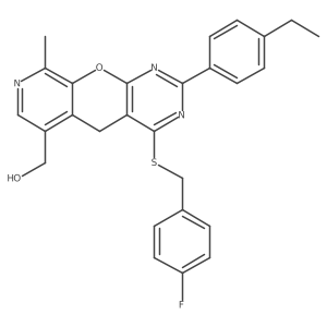 [5-(4-Ethylphenyl)-7-{[(4-fluorophenyl)methyl]sulfanyl}-14-methyl-2-oxa-4,6,13-triazatricyclo[8.4.0.0^{3,8}]tetradeca-1(10),3(8),4,6,11,13-hexaen-11-yl]methanol结构式