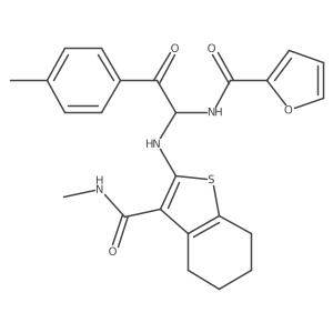 N-(1-{[3-(methylcarbamoyl)-4,5,6,7-tetrahydro-1-benzothiophen-2-yl]amino}-2-(4-methylphenyl)-2-oxoethyl)furan-2-carboxamide Structure