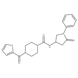 4-(furan-2-carbonyl)-N-(5-oxo-1-phenylpyrrolidin-3-yl)piperazine-1-carboxamide结构式