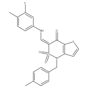 (3Z)-3-{[(3-fluoro-4-methylphenyl)amino]methylene}-1-(4-methylbenzyl)-1H-thieno[3,2-c][1,2]thiazin-4(3H)-one 2,2-dioxide结构式