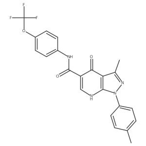 3-methyl-4-oxo-1-(p-tolyl)-N-(4-(trifluoromethoxy)phenyl)-4,7-dihydro-1H-pyrazolo[3,4-b]pyridine-5-carboxamide Structure