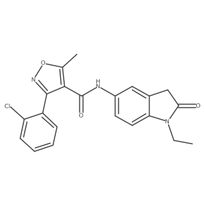 3-(2-chlorophenyl)-N-(1-ethyl-2-oxoindolin-5-yl)-5-methylisoxazole-4-carboxamide Structure