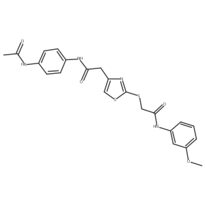 N-(4-acetamidophenyl)-2-(2-((2-((3-methoxyphenyl)amino)-2-oxoethyl)thio)thiazol-4-yl)acetamide结构式