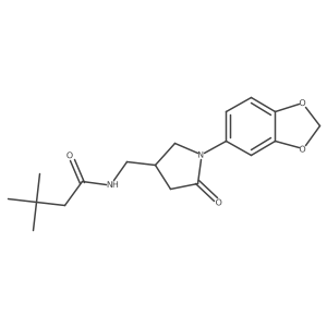 N-((1-(benzo[d][1,3]dioxol-5-yl)-5-oxopyrrolidin-3-yl)methyl)-3,3-dimethylbutanamide结构式