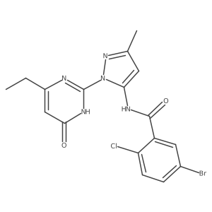 5-bromo-2-chloro-N-(1-(4-ethyl-6-oxo-1,6-dihydropyrimidin-2-yl)-3-methyl-1H-pyrazol-5-yl)benzamide Structure