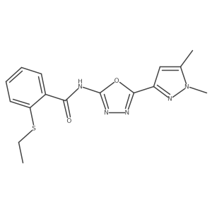 N-[5-(1,5-dimethyl-1H-pyrazol-3-yl)-1,3,4-oxadiazol-2-yl]-2-(ethylsulfanyl)benzamide结构式