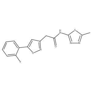 2-(5-(2-fluorophenyl)isoxazol-3-yl)-N-(5-methyl-1,3,4-thiadiazol-2-yl)acetamide结构式