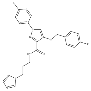 N-(3-(1H-imidazol-1-yl)propyl)-4-((4-fluorobenzyl)oxy)-1-(4-fluorophenyl)-1H-pyrazole-3-carboxamide Structure