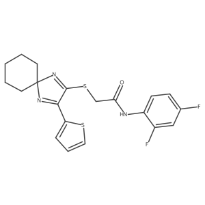 N-(2,4-difluorophenyl)-2-((3-(thiophen-2-yl)-1,4-diazaspiro[4.5]deca-1,3-dien-2-yl)thio)acetamide Structure