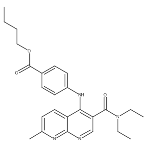 Butyl 4-{[3-(diethylcarbamoyl)-7-methyl-1,8-naphthyridin-4-yl]amino}benzoate结构式
