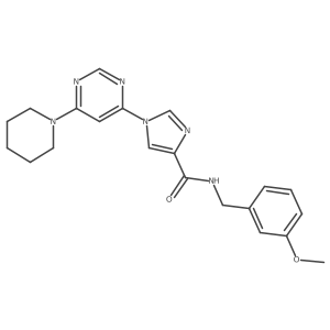 N-[(3-methoxyphenyl)methyl]-1-[6-(piperidin-1-yl)pyrimidin-4-yl]-1H-imidazole-4-carboxamide结构式