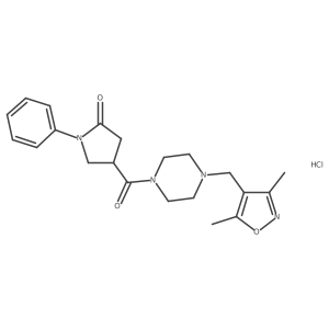 4-(4-((3,5-Dimethylisoxazol-4-yl)methyl)piperazine-1-carbonyl)-1-phenylpyrrolidin-2-one hydrochloride Structure