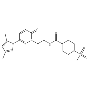 N-(2-(3-(3,5-dimethyl-1H-pyrazol-1-yl)-6-oxopyridazin-1(6H)-yl)ethyl)-1-(methylsulfonyl)piperidine-4-carboxamide Structure